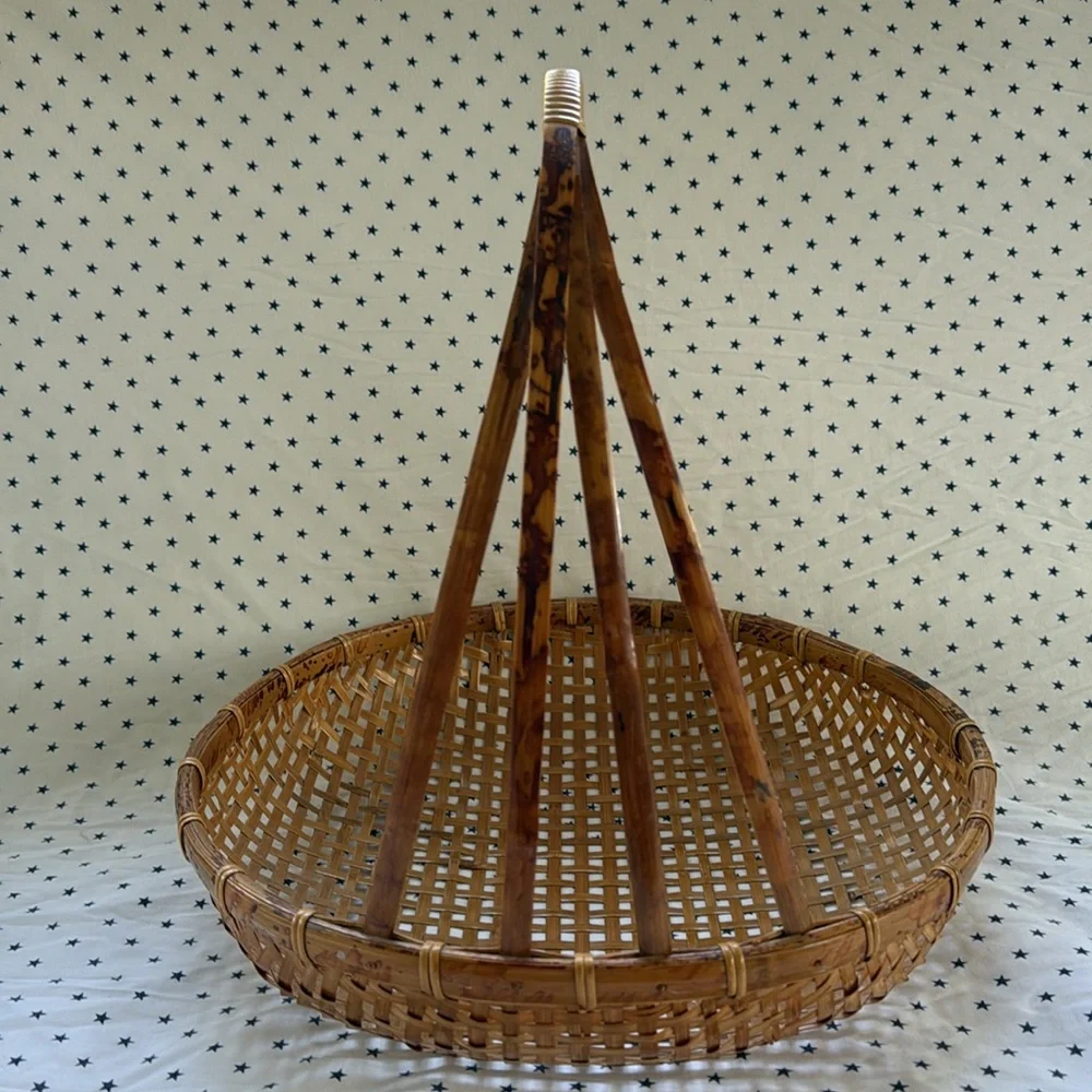 Vintage Republic of China Rattan / Bamboo / Reed Fishing Basket Excellent Cond